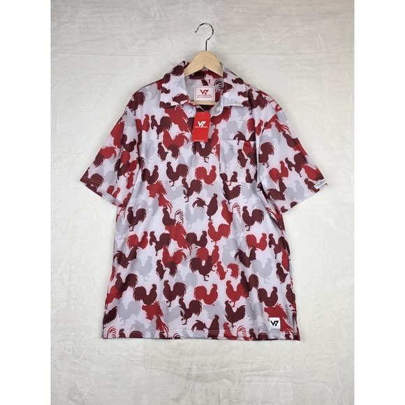 Vida Ranchera Other - Vida Ranchera Mens Large Performance Polo Red Rooster Print 1st Anniversary NWT